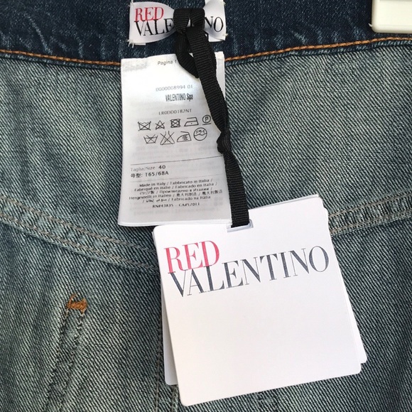 RED Valentino. Denim embroidery skirt，Rare,NWT 40. - Picture 9 of 12